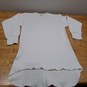 Vtg 70s Hanes Thermal Shirt Mens M White Waffle Knit Long Sleeve Base Layer USA